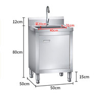 Personnalisé SS 304 Acier Inoxydable Double Cuvette Évier À Main Cuisine Commerciale Restaurant Table Évier Armoire Avec Porte Charnière