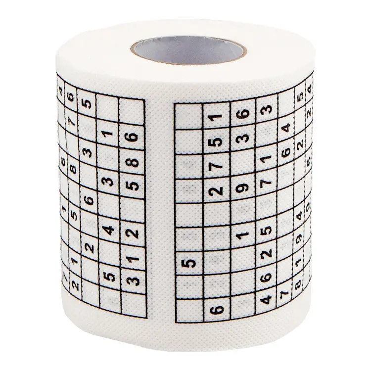 QINGSHE Factory Custom Funny Printing Badezimmer papier 2-lagiges Math Sudoku-bedrucktes Toiletten papier aus jungfräulichem Zellstoff