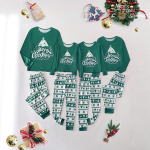 Family <strong>Christmas</strong> Pajamas Set - Merry <strong>Christmas</strong> Tree Print Long Sleeve Sleepwear, Soft Green Holiday <strong>PJs</strong> for Men Women <strong>Kids</strong> - Product Image 2