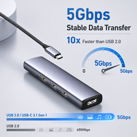 Adaptador Multipuerto Universal USB C Hub, Transferencia de Datos de 5 Gbps, 4K VGA, Gigabit Ethernet, PD 100 W para MacBook Pro Air