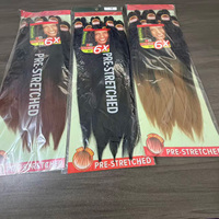 Extensiones de Cabello Sintético para Trenzas Africanas, Pre-estiradas, 52 Pulgadas, 420g, 6X, Precio al por Mayor