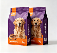 Sacs d'emballage alimentaire personnalisés pour animaux de compagnie, sacs en Mylar à fond plat, sac pour nourriture pour chiens, chats et animaux de compagnie avec valve et fermeture éclair