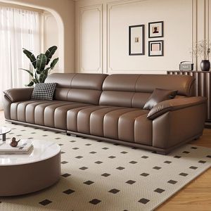 Set di Divani e Poltrone Reclinabili in Ecopelle di Lusso <span class=keywords><strong>Minimalista</strong></span> Moderno con Struttura in Legno Quadrata per <span class=keywords><strong>Soggiorno</strong></span> e Hotel - Product Image 1