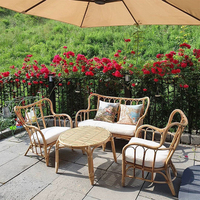 Ensemble de meubles de jardin en rotin de haute qualité : canapé de terrasse, chaise de jardin, table à thé tressée, fauteuil et chaise longue