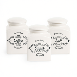 Ensemble de 3 pots en céramique Excelsa de qualité supérieure, 10x12x10 cm, blancs, bouteilles et pots de rangement - Product Image 3