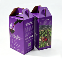 Boîte de transport portable en carton ondulé pour vin, impression de logo personnalisée, écologique, pliable, pour une seule bouteille, avec poignée
