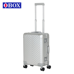 Valise Obox en alliage d'aluminium et de magnésium, 20 pouces, motif en V, argentée, bagage cabine avec serrure et roulettes pivotantes pour les voyages d'affaires - Product Image 1