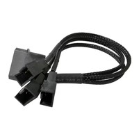 Adaptateur répartiteur de ventilateur à 3 voies (3 broches/4 broches) avec gaine noire pour câble d'alimentation triple port pour ventilateur de refroidissement de PC de bureau