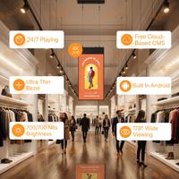 Pantalla LCD para escaparates de centros comerciales, doble cara, 700 nits, 4K, software CMS, pantalla publicitaria comercial colgante