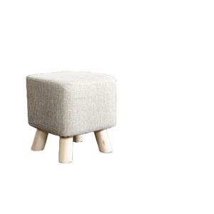 Sofa Schoen Bench Voetsteun Houten Voetenbankje Poef Thuis Kleine Massief Houten Poef Ronde Voet Kruk Ronde Stap Kruk Gewatteerde Zitting - Product Image 5