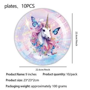Juego de Vajilla Desechable con Temática de Unicornio para Cumpleaños, Decoración para Fiestas, Vajilla de Papel - Product Image 4
