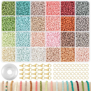 24 Color 3mm Glass Seed Beads Round Loose Beads For Bracelet Making DIY Jewelry Set <b>Accessories</b> - Product Image 1