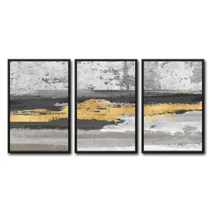 Gouden Bloemenlijn Frame Groot Formaat Multi-Panel Canvas Wanddecoratie Led Canvas Prints Home Decor