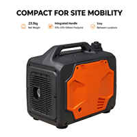 Générateur silencieux à onduleur 3,0 kW pour chantier et événements, 230 V, onde sinusoïdale pure, protection contre les surcharges et la faible pression d'huile, sortie 12 V CC