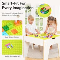 Table d'activités 4-en-1 moderne et minimaliste en bois pour tout-petits et enfants avec 2 chaises, pour les 2-12 ans, avec rangement