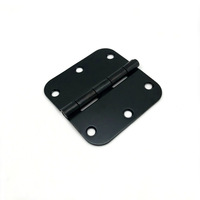 Charnière d'angle ronde de style américain charnière en fer plat en plastique noir mat Charnière de fenêtre ronde de 3.5 pouces
