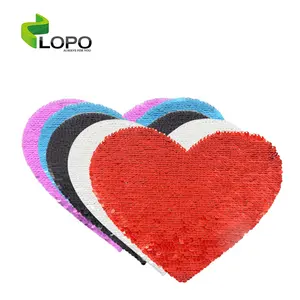 Sublimation Textile Heat Transfer Heart Shape Sequin Transfer For Printing