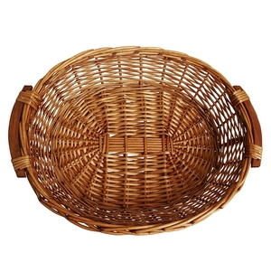 wicker tray Sustainable Rustic multifunction <b>Storage</b> Sundries Food Tableware Oval natural color tray with handle - Product Image 5