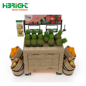 Étagère mobile haut de gamme en bois pour fruits et légumes, avec roulettes, pour marché de produits frais - Product Image 6