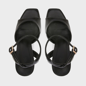 Collection Été 2025 – Sandales à Talon Compensé Noir de Haute Qualité pour Femme, Bride à Un Bouton, Chaussons Sexy à Talon Haut - Product Image 4