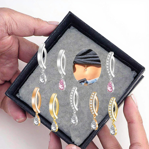 2026 Bijoux de corps tendance : Anneaux de nombril Clicker, Piercing de nombril en acier inoxydable plaqué or, <span class=keywords><strong>Faux</strong></span> bijoux de corps - Product Image 5