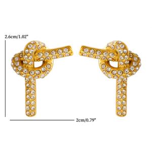 Không Thấm Nước Thép Không Gỉ Stud 18 K Vàng Mạ Bow Bowknot Bông Tai Đầy Đủ Tinh Thể Đá Tình Yêu Hôn Stud Bông Tai Cho Phụ Nữ - Product Image 6