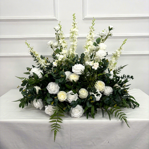 Arrangement floral d'allée de mariage, modè<span class=keywords><strong>le</strong></span> <span class=keywords><strong>le</strong></span> <span class=keywords><strong>plus</strong></span> populaire, nouveau modè<span class=keywords><strong>le</strong></span>, fleurs artificielles blanches et vertes, chemin de fleurs d'allée pour la décoration d'entrée - Product Image 1