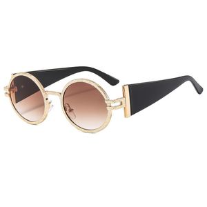 Lunettes de soleil ovales punk en métal pour femme, personnalisables avec logo, collection 2025, protection UV400, branches larges, monture ronde - Product Image 6