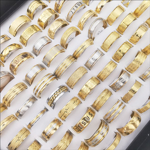Anillos de Moda para Hombre, 100 Piezas, Surtidos, de Acero Inoxidable Chapado en Oro de 18k, con Caja, Anillos Creativos - Product Image 2