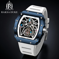 Raksa Duke OEM ODM Automatikuhr mit Skelett-Leuchtzeigern, 30m Wasserdicht, Gehäuse aus Legierung & Glas-Zifferblatt