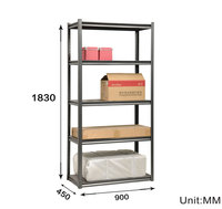 Étagères en acier noir à 5 niveaux sans boulons, rangement métallique multi-niveaux pour la maison, la cuisine, l'entrepôt, durables et faciles à assembler