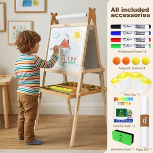 <span class=keywords><strong>Caballete</strong></span> de Arte de Madera para Decoración del Hogar, <span class=keywords><strong>Pizarra</strong></span> Magnética de Doble Cara y <span class=keywords><strong>Pizarra</strong></span> Blanca, <span class=keywords><strong>Caballete</strong></span> Multifuncional para Exhibición de Dibujos - Product Image 2