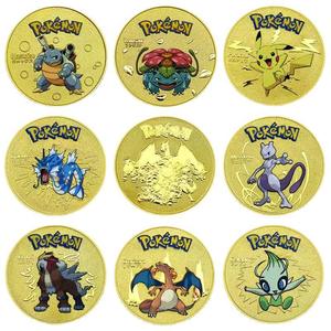 Pièces commémoratives 3D en fer plaqué or et argent, peintes couleur Pika, sur le thème de la série Pocket Monster, articles de collection en métal moulé sous pression - Product Image 1