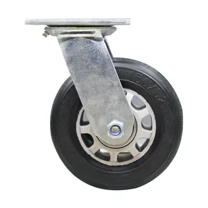 Wholesale 4 Inch 100*50mm Heavy Duty Aluminum Core Beige Pattern Natural Rubber Caster Wheels With Brakes 660lbs For Equipments