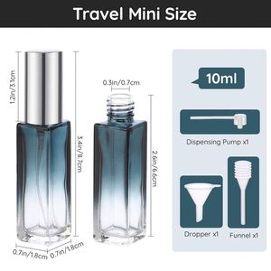 5ml 10ml Portable Travel Empty Square Glass <b>Perfume</b> <b>Bottle</b> with Noble Sapphire Blue Gradient <b>Spray</b> Screw Cap Customizable - Product Image 4