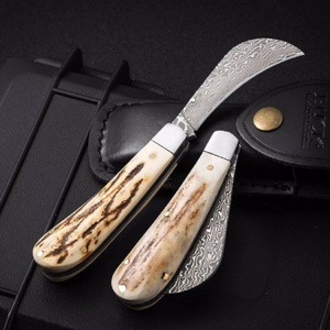Cuchillo de Bolsillo BK Stag Horn Damascus Personalizable, Grado OEM, Hoja Plegable de Acero Inoxidable Afilada como una Navaja, G10, para Camping y Senderismo FB146 - Product Image 5