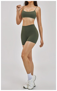 Conjunto de Yoga con Logotipo Personalizado, Estilo Naked Feel, Sexy, con Tirantes Finos, Top Deportivo y Pantalones Cortos, Traje Deportivo sin Costuras de 2 Piezas para Gimnasio y Entrenamiento - Product Image 4