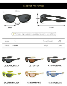 Tendencia de moda Punk logotipo personalizado <span class=keywords><strong>Retro</strong></span> Y2K futurista Wrap Around gafas de sol para hombres ciclismo al aire libre deporte gafas de sol mujeres tonos - Product Image 3