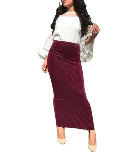 Muslimische Frauen Großhandel Dame Islam Kleidung langen Rock Phantasie Polyester Falten kleid Faldas Largas Musulman