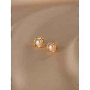 Boucles d'oreilles à clous en perles naturelles pour femmes, bijoux en argent sterling S925, 1611 - Product Image 5