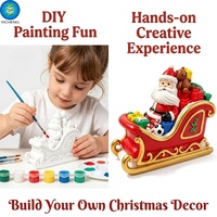 3-in-1 Weihnachtsmann-Schlitten DIY Malset Spardose Nachtlicht Kreatives Kinder-Bastelset Weihnachtsdekoration Geschenk Feiertags-Kunstspielzeug