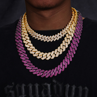 Bijoux hip hop personnalisés pour hommes 18mm 3 rangées de collier de rappeur en laiton plaqué noir Micro 5A CZ chaîne à maillons cubains glacés