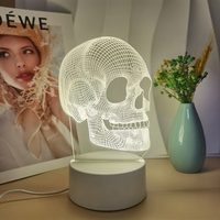 Sunssy 3D crâne principal créatif USB veilleuse veilleuse Base atmosphère lumière décorative pour amis Halloween cadeau de vacances