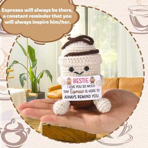 ตุ๊กตาถักโครเชต์รูปแก้วกาแฟ แฮนด์เมด สร้างแรงบันดาลใจ ปลอบประโลม ของขวัญสำหรับคนรักกาแฟ - Product Image 4