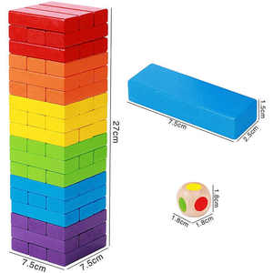 Luckykoo - Juego de Torre de Bloques Personalizado, Torre de Apilamiento de Bloques, Juguetes de Bloques de Madera - Product Image 4