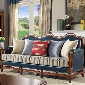 ספת שילוב בד מעץ מלא אמריקאי ספה אירופאית פשוטה ספה בסלון