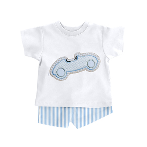 BSSO1914 – ensemble de vêtements personnalisés pour bébé garçon, imprimé ballon à air chaud rouge, tenues pour enfants, ensemble à manches courtes, vente en gros - Product Image 2