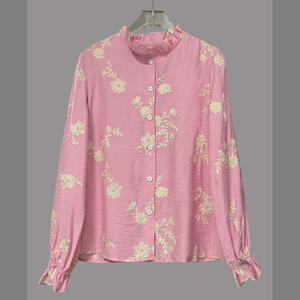 Canali Vintage ricamati <span class=keywords><strong>con</strong></span> bottoni da donna 2026 primavera autunno a balza a maniche lunghe eleganti <span class=keywords><strong>camicetta</strong></span> Casual top - Product Image 3