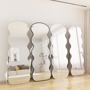 <span class=keywords><strong>Espejo</strong></span> de <span class=keywords><strong>Cuerpo</strong></span> Entero Irregular, Largo y Ondulado, de Pie, con Marco de Aluminio, para Decoración del Hogar, Baño y Tocador - Product Image 4