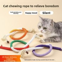 Mainan Gigitan Kucing dari Tali Katun - Menghibur Diri Sendiri, Mengatasi Kebosanan, Tenang, Tahan Gigitan, Membersihkan Gigi, Sangat Elastis, Sederhana